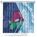 New South Wales Oztag Custom Shower Curtain NSW Waratah Indigenous Art