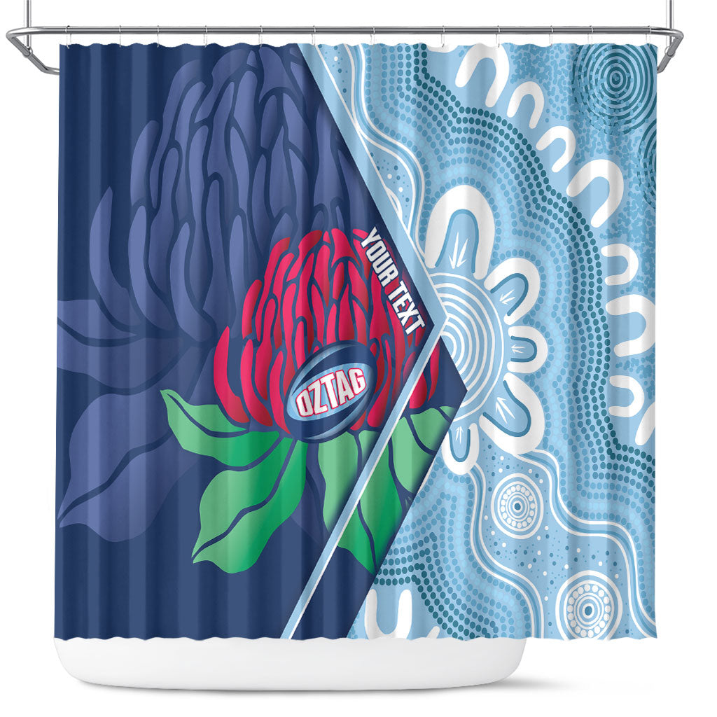 New South Wales Oztag Custom Shower Curtain NSW Waratah Indigenous Art