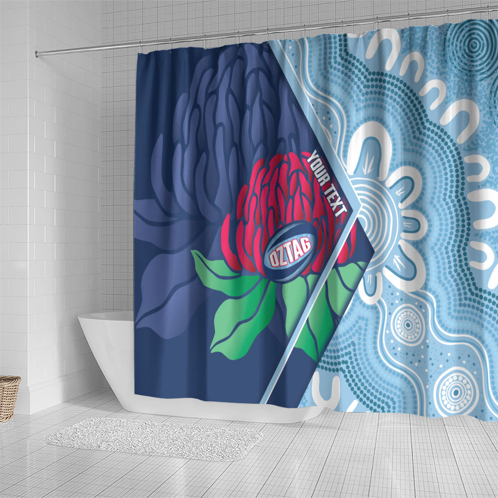 New South Wales Oztag Custom Shower Curtain NSW Waratah Indigenous Art