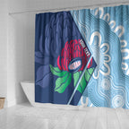 New South Wales Oztag Custom Shower Curtain NSW Waratah Indigenous Art