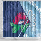 New South Wales Oztag Custom Shower Curtain NSW Waratah Indigenous Art