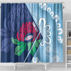 New South Wales Oztag Custom Shower Curtain NSW Waratah Indigenous Art