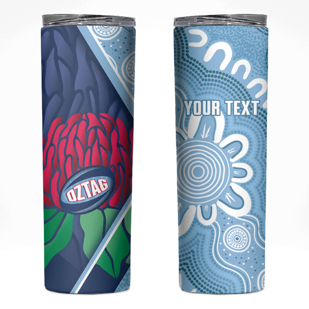 New South Wales Oztag Custom Skinny Tumbler NSW Waratah Indigenous Art