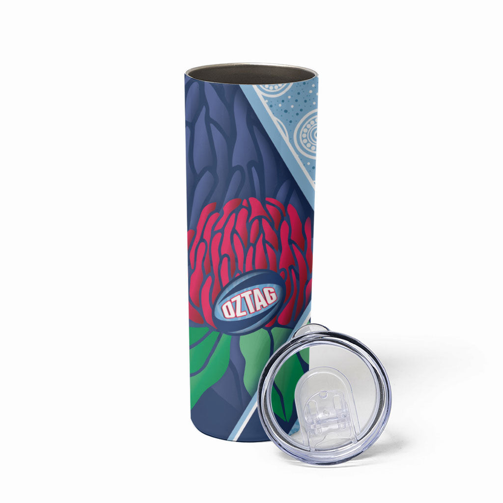 New South Wales Oztag Custom Skinny Tumbler NSW Waratah Indigenous Art