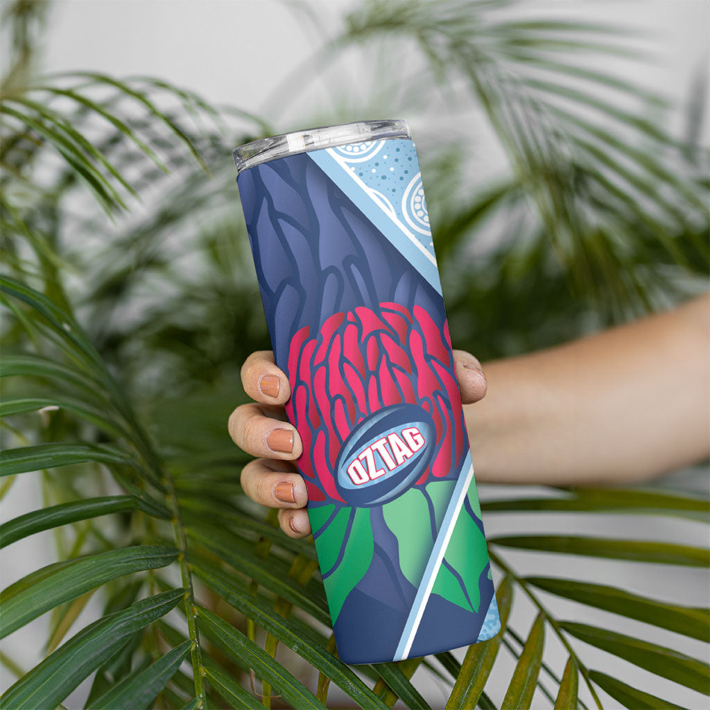 New South Wales Oztag Custom Skinny Tumbler NSW Waratah Indigenous Art