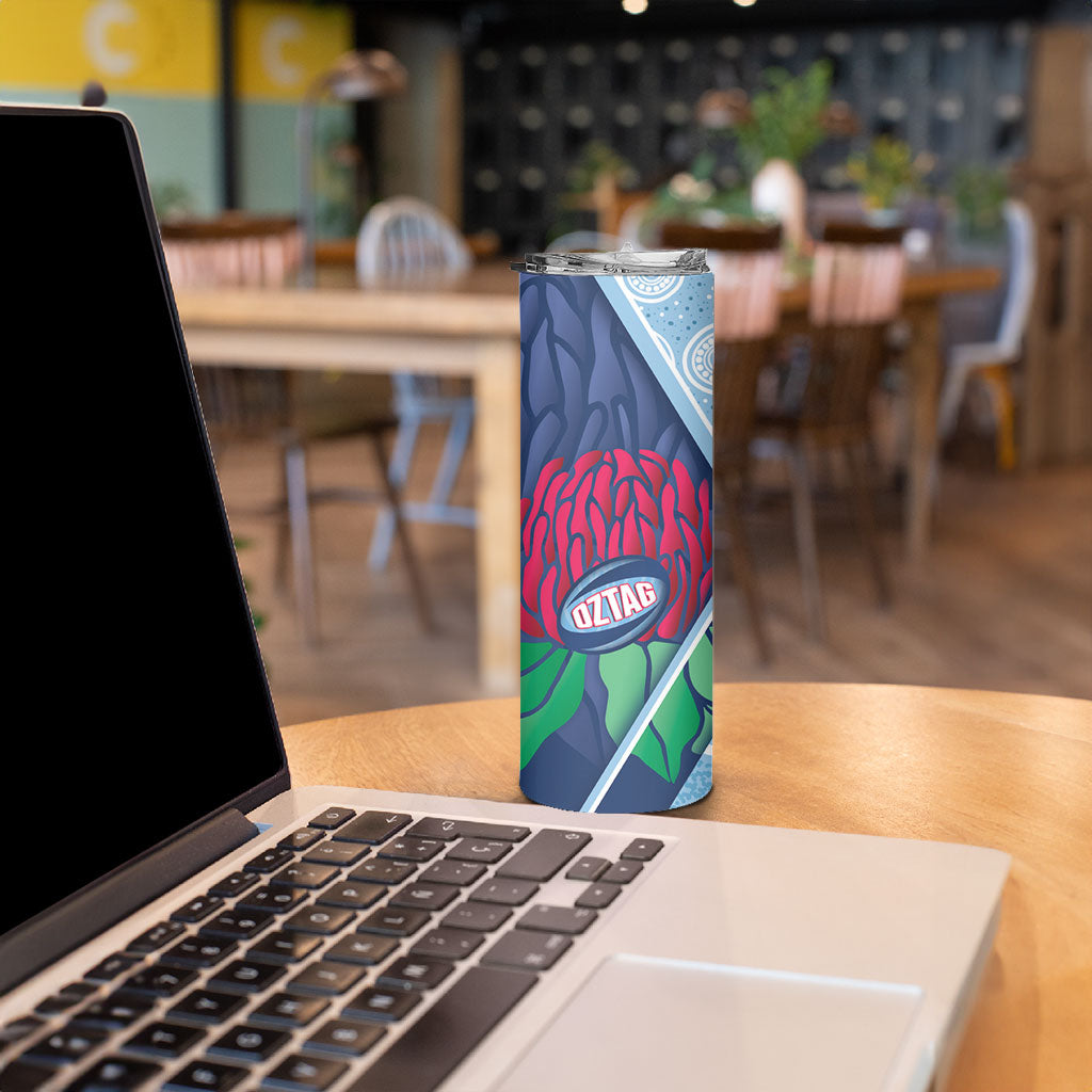 New South Wales Oztag Custom Skinny Tumbler NSW Waratah Indigenous Art