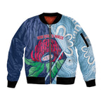 New South Wales Oztag Custom Sleeve Zip Bomber Jacket NSW Waratah Indigenous Art