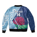 New South Wales Oztag Custom Sleeve Zip Bomber Jacket NSW Waratah Indigenous Art