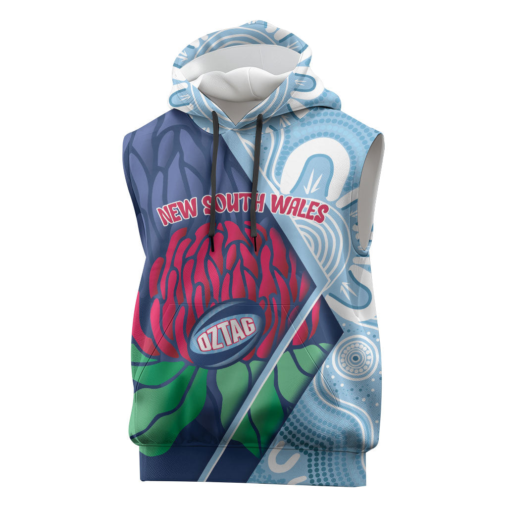 New South Wales Oztag Custom Sleeveless Hoodie NSW Waratah Indigenous Art