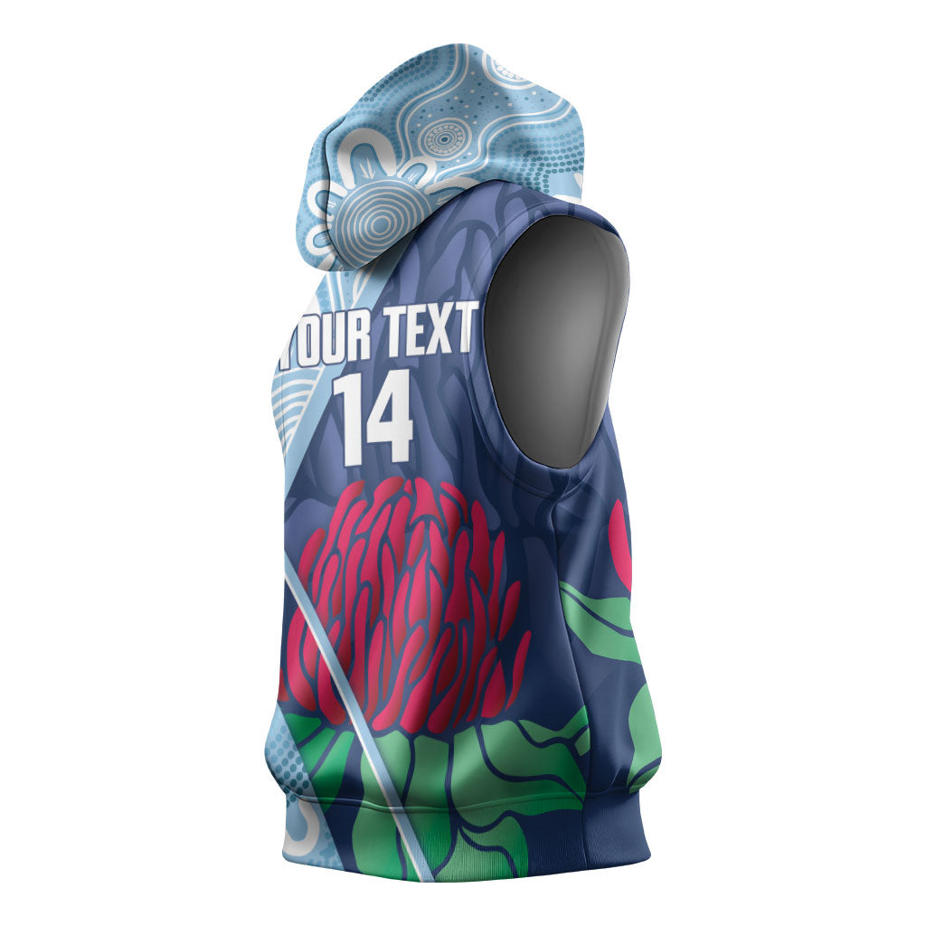 New South Wales Oztag Custom Sleeveless Hoodie NSW Waratah Indigenous Art