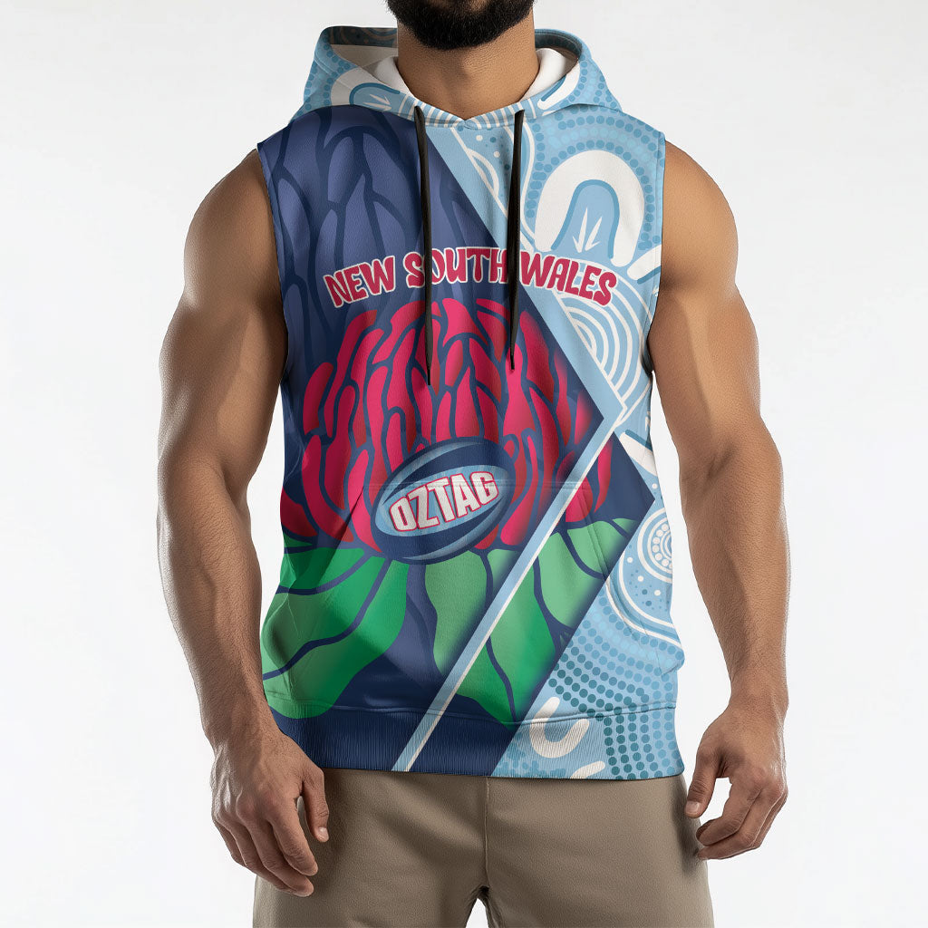 New South Wales Oztag Custom Sleeveless Hoodie NSW Waratah Indigenous Art