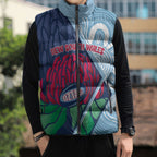 New South Wales Oztag Custom Sleeveless Puffer Jacket NSW Waratah Indigenous Art