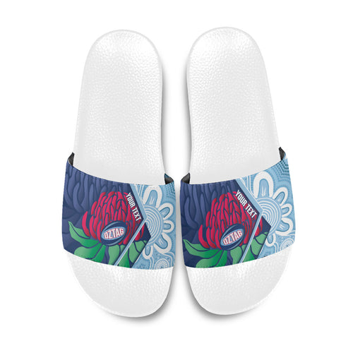 New South Wales Oztag Custom Slide Sandals NSW Waratah Indigenous Art