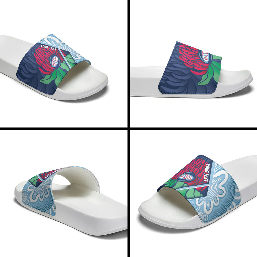 New South Wales Oztag Custom Slide Sandals NSW Waratah Indigenous Art
