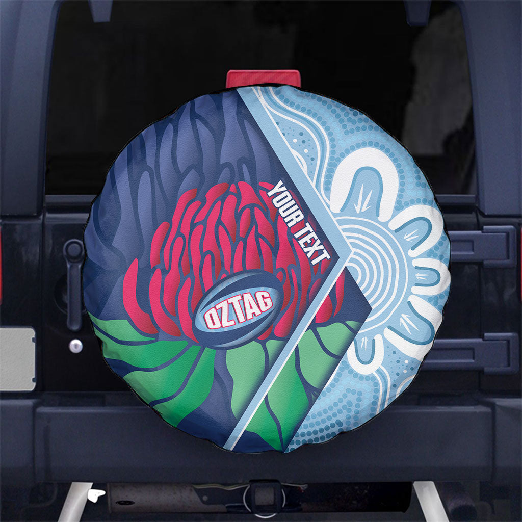 New South Wales Oztag Custom Spare Tire Cover NSW Waratah Indigenous Art