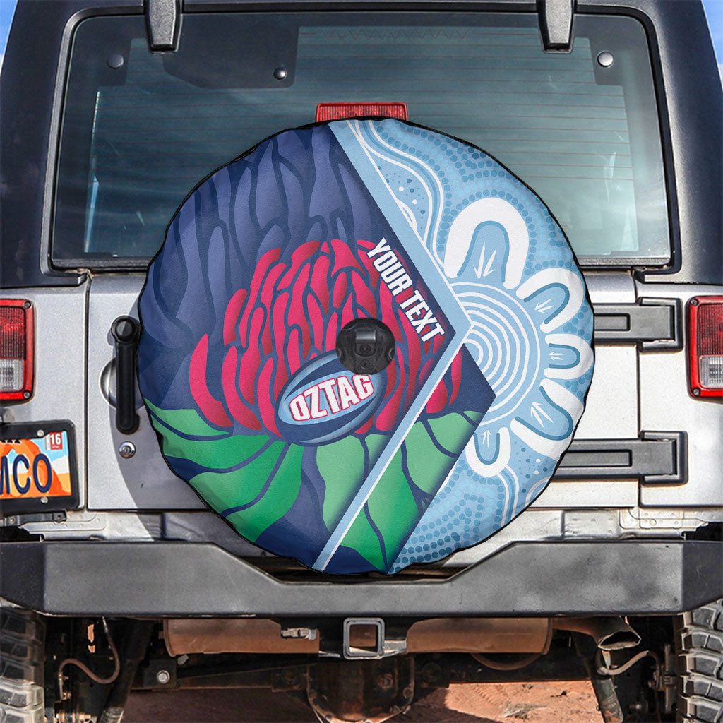 New South Wales Oztag Custom Spare Tire Cover NSW Waratah Indigenous Art