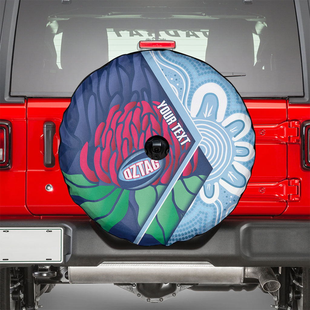 New South Wales Oztag Custom Spare Tire Cover NSW Waratah Indigenous Art