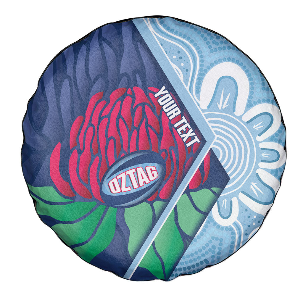 New South Wales Oztag Custom Spare Tire Cover NSW Waratah Indigenous Art