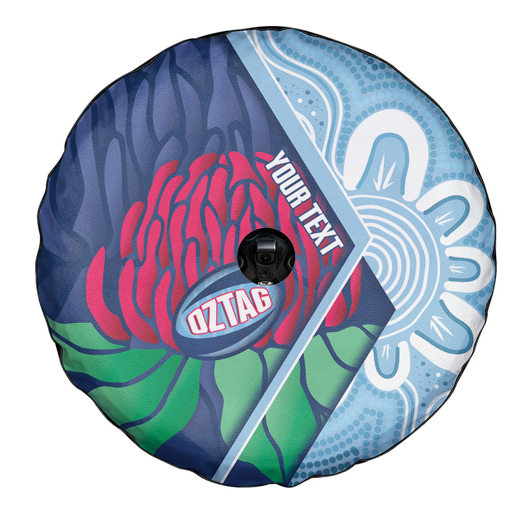 New South Wales Oztag Custom Spare Tire Cover NSW Waratah Indigenous Art