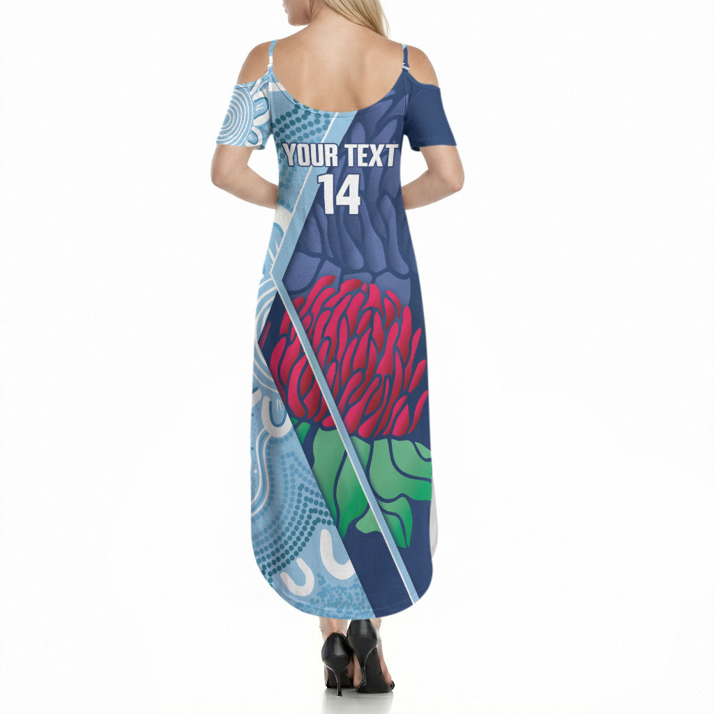 New South Wales Oztag Custom Summer Maxi Dress NSW Waratah Indigenous Art