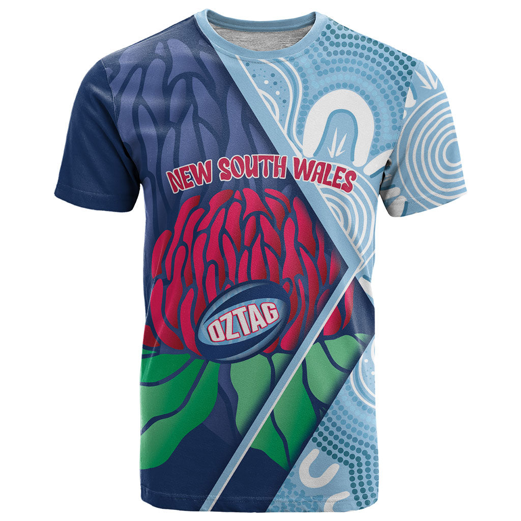 New South Wales Oztag Custom T Shirt NSW Waratah Indigenous Art