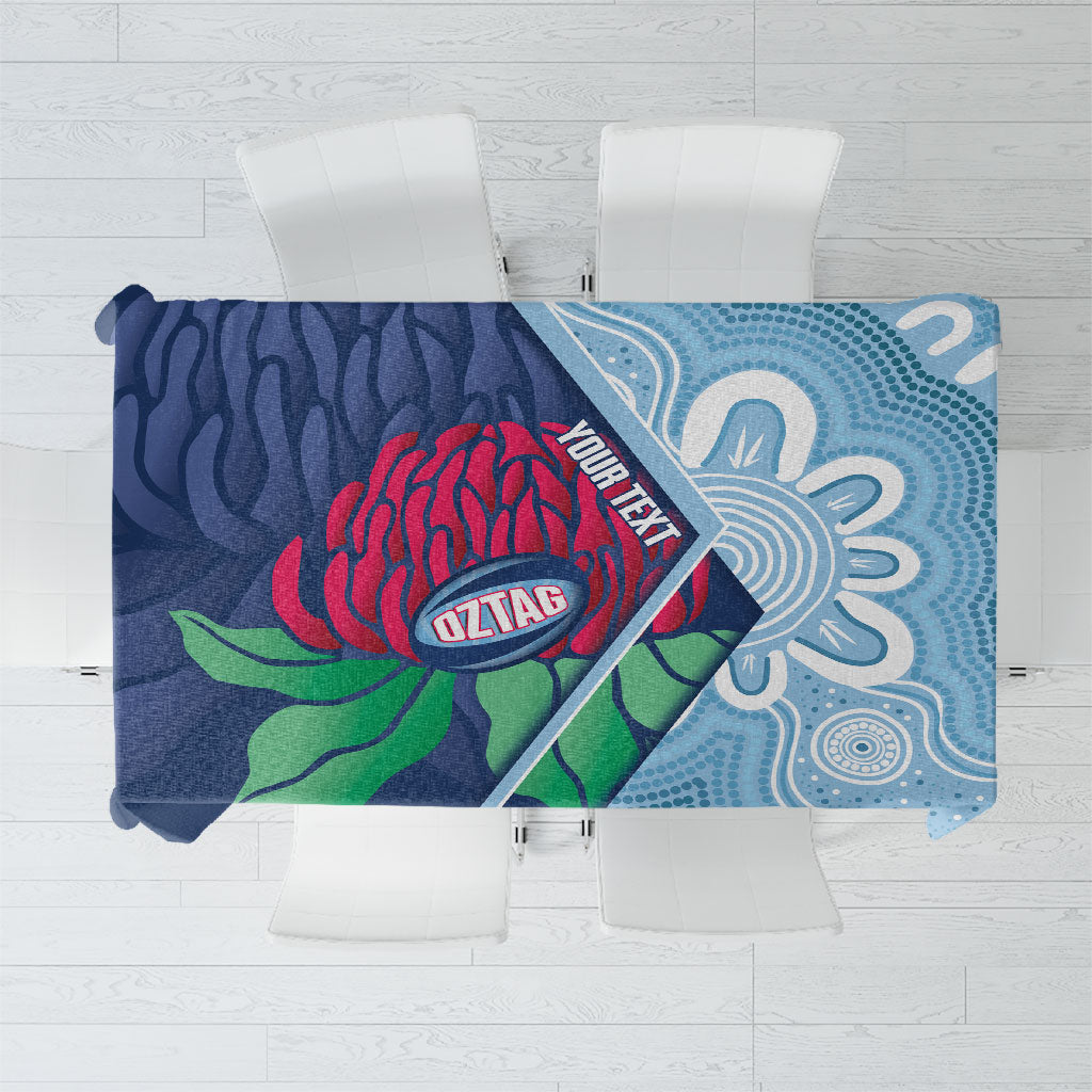 New South Wales Oztag Custom Tablecloth NSW Waratah Indigenous Art