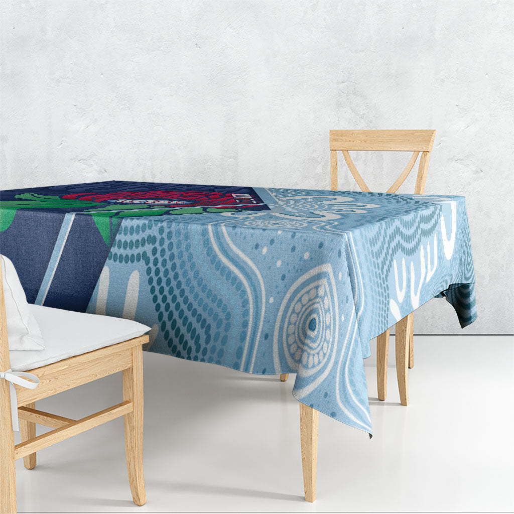 New South Wales Oztag Custom Tablecloth NSW Waratah Indigenous Art