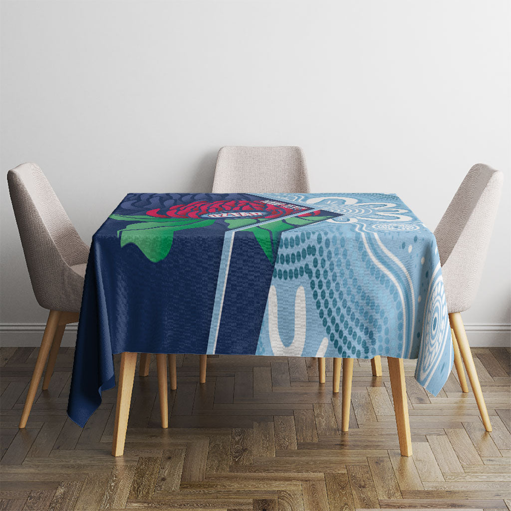 New South Wales Oztag Custom Tablecloth NSW Waratah Indigenous Art