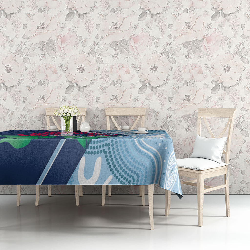 New South Wales Oztag Custom Tablecloth NSW Waratah Indigenous Art