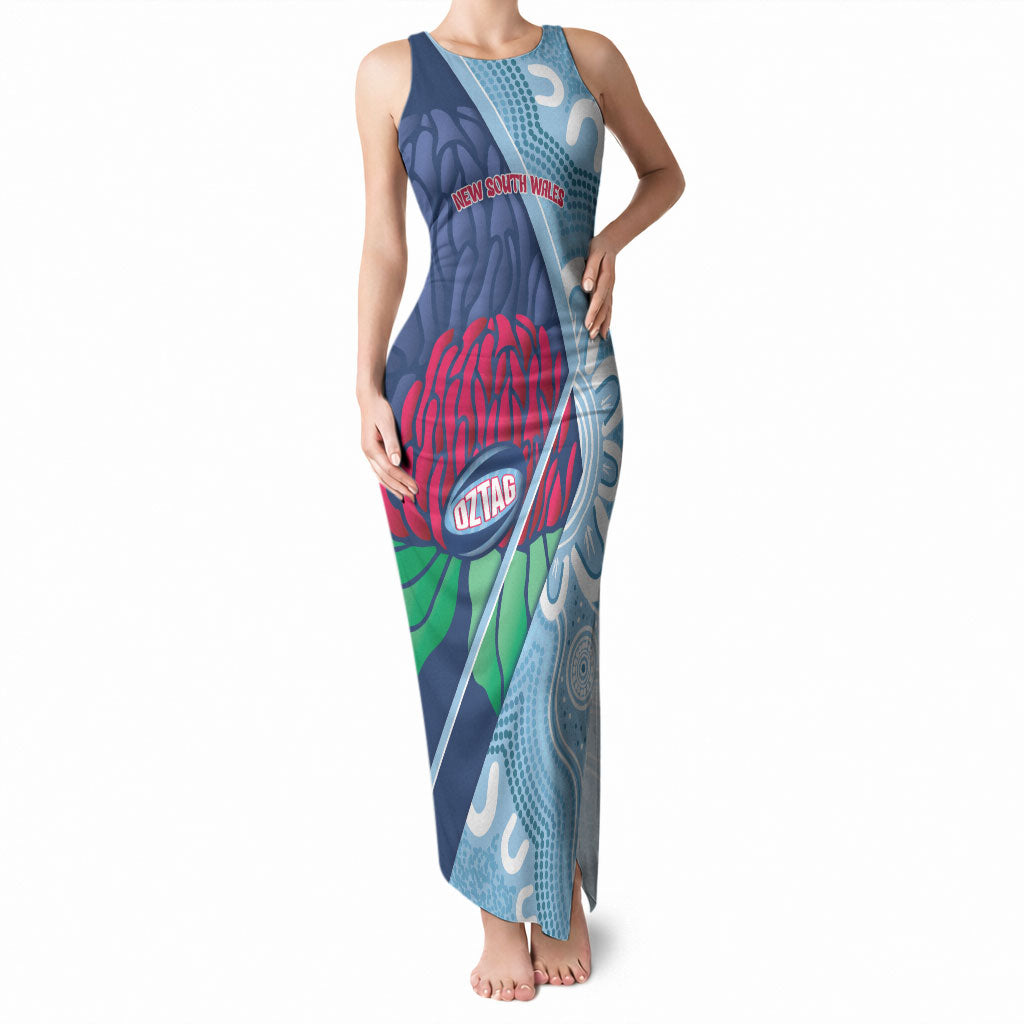 New South Wales Oztag Custom Tank Maxi Dress NSW Waratah Indigenous Art