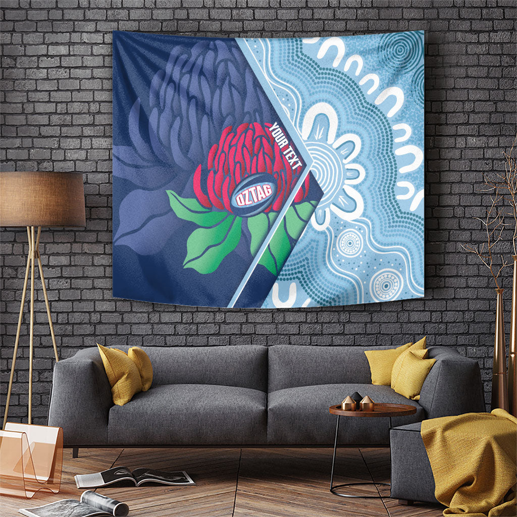 New South Wales Oztag Custom Tapestry NSW Waratah Indigenous Art