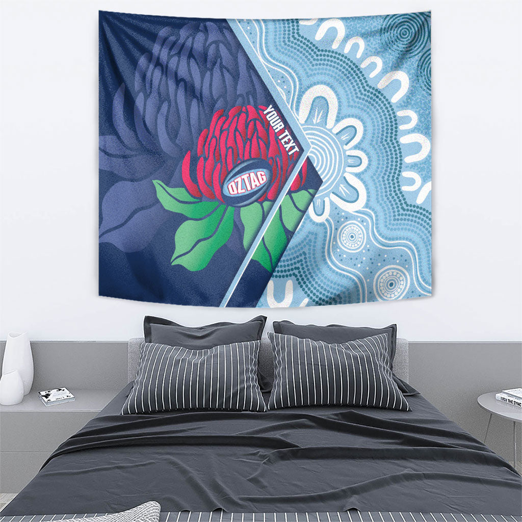 New South Wales Oztag Custom Tapestry NSW Waratah Indigenous Art