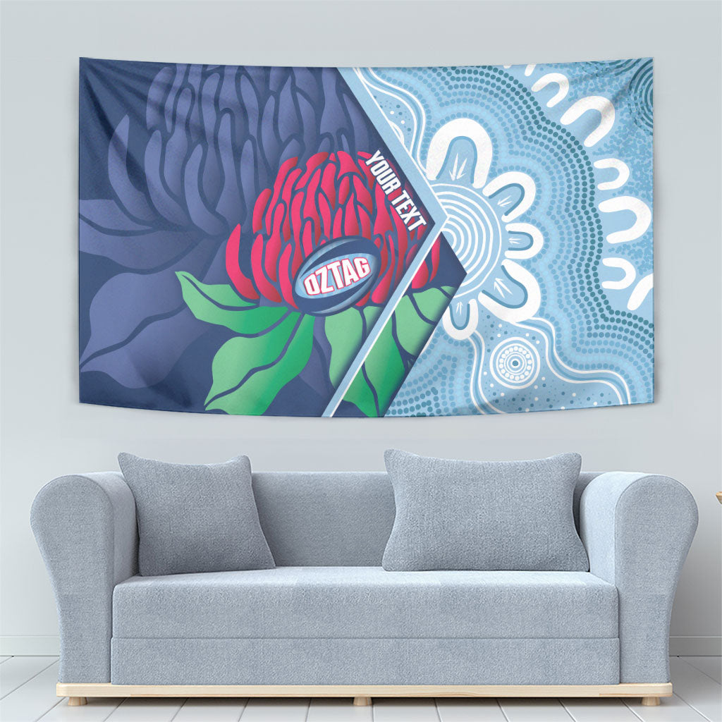 New South Wales Oztag Custom Tapestry NSW Waratah Indigenous Art