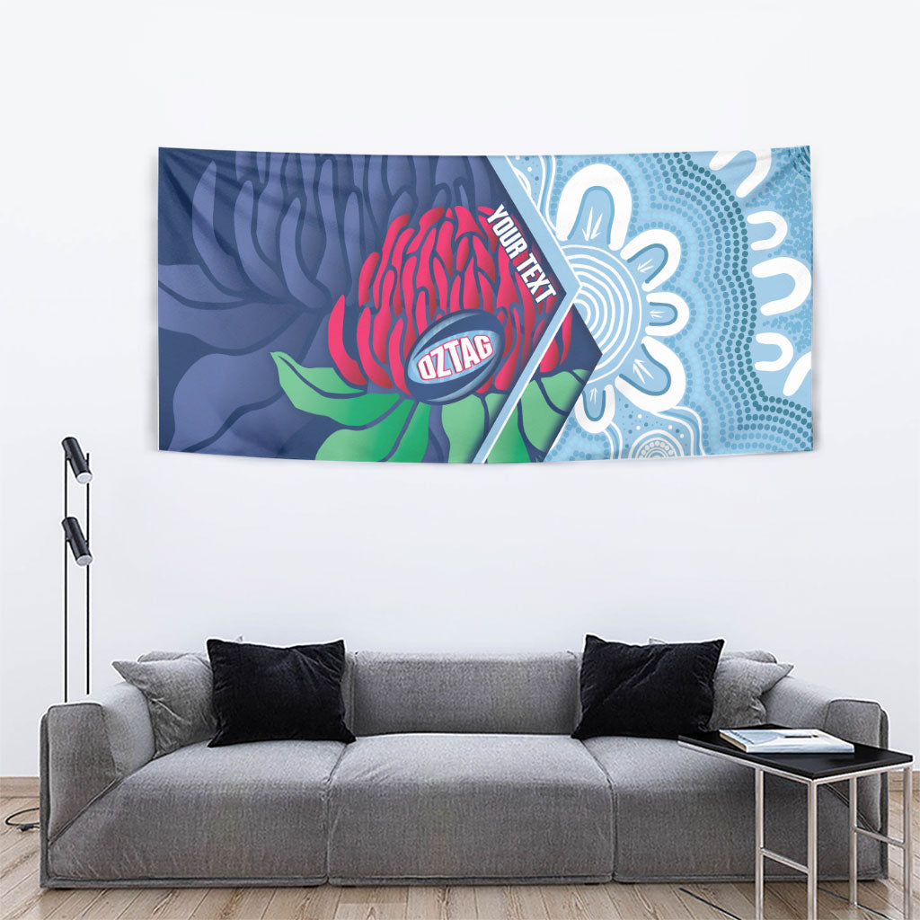 New South Wales Oztag Custom Tapestry NSW Waratah Indigenous Art