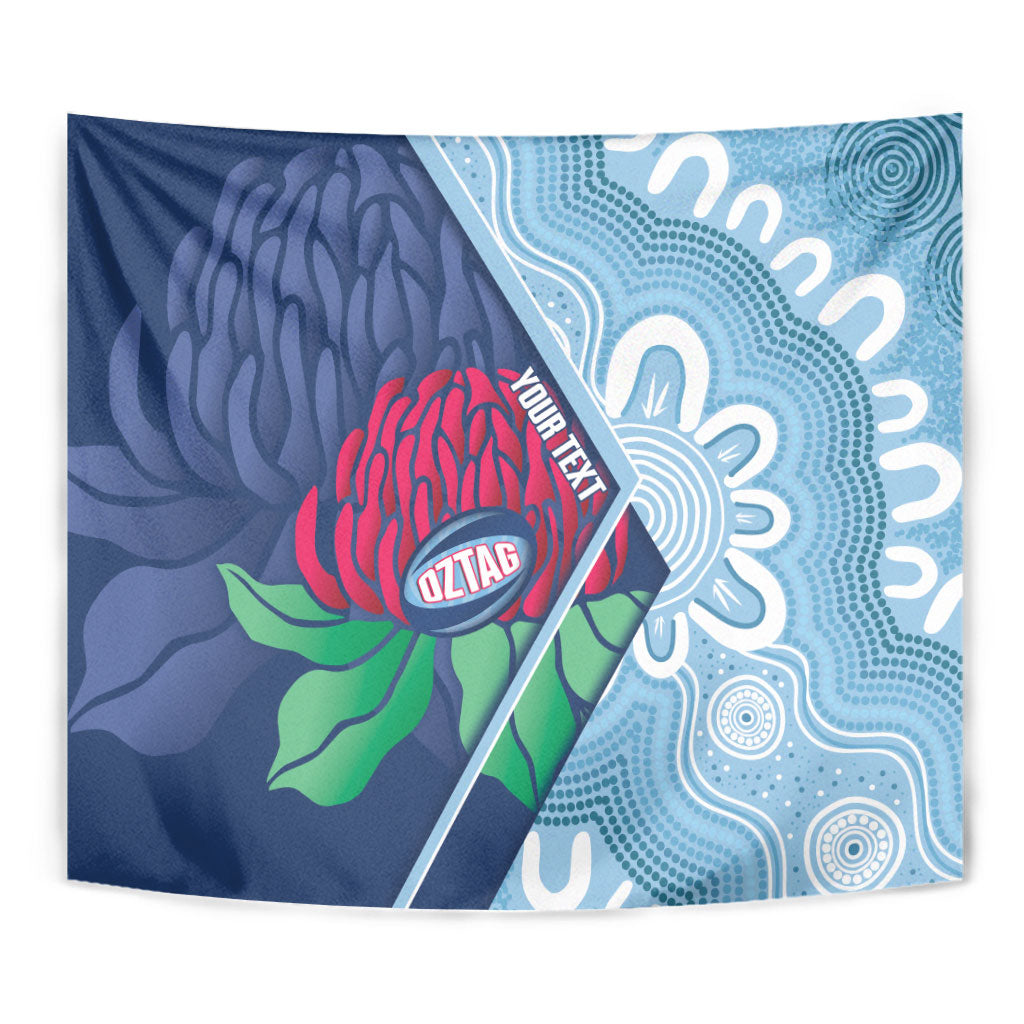 New South Wales Oztag Custom Tapestry NSW Waratah Indigenous Art