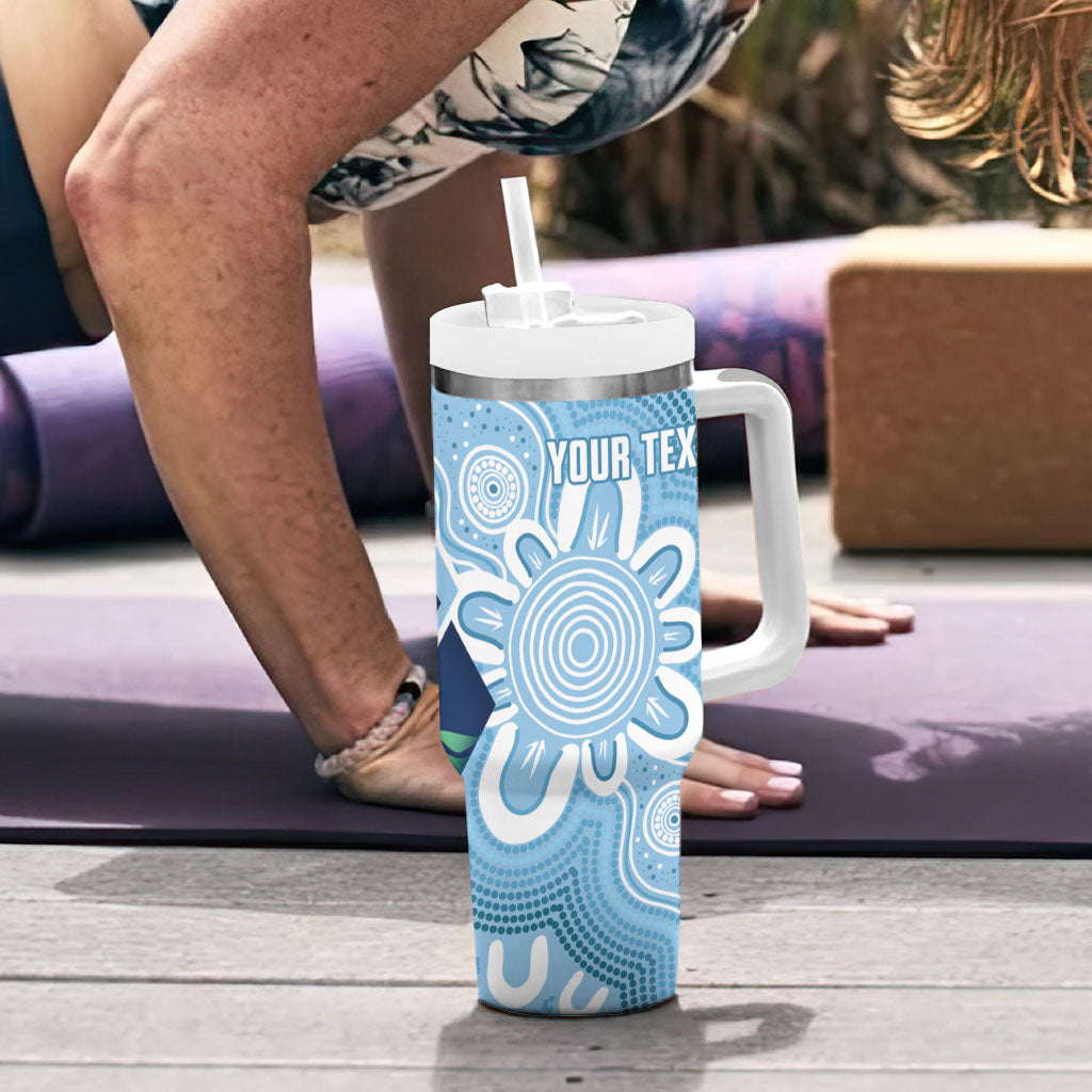 New South Wales Oztag Custom Tumbler With Handle NSW Waratah Indigenous Art