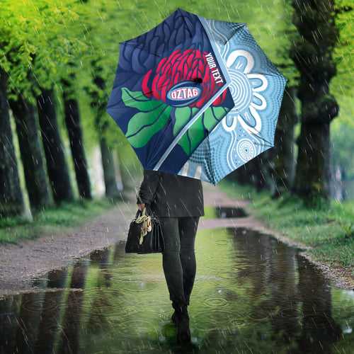 New South Wales Oztag Custom Umbrella NSW Waratah Indigenous Art