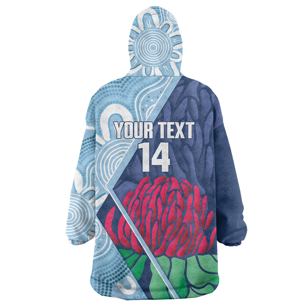 New South Wales Oztag Custom Wearable Blanket Hoodie NSW Waratah Indigenous Art