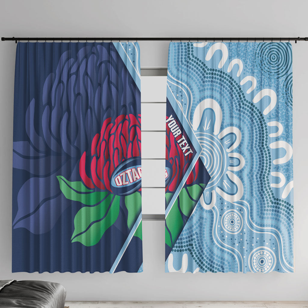 New South Wales Oztag Custom Window Curtain NSW Waratah Indigenous Art