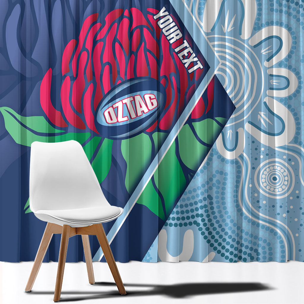 New South Wales Oztag Custom Window Curtain NSW Waratah Indigenous Art