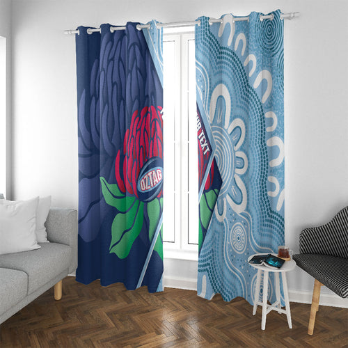 New South Wales Oztag Custom Window Curtain NSW Waratah Indigenous Art