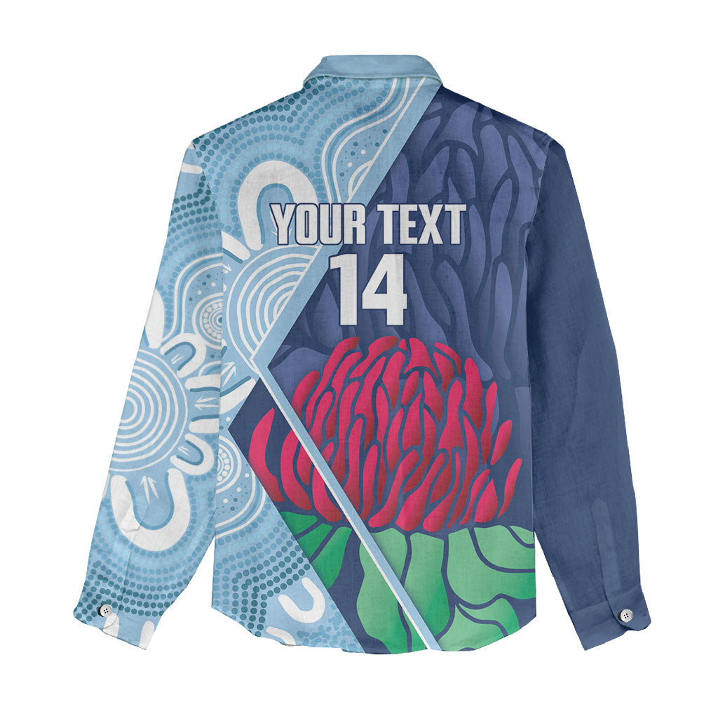 New South Wales Oztag Custom Women Casual Shirt NSW Waratah Indigenous Art
