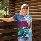 New South Wales Oztag Custom Women Polo Shirt NSW Waratah Indigenous Art
