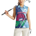 New South Wales Oztag Custom Women Sleeveless Polo Shirt NSW Waratah Indigenous Art