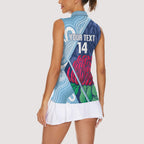 New South Wales Oztag Custom Women Sleeveless Polo Shirt NSW Waratah Indigenous Art