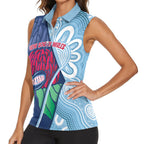 New South Wales Oztag Custom Women Sleeveless Polo Shirt NSW Waratah Indigenous Art