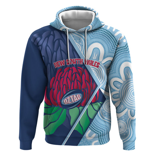 New South Wales Oztag Custom Zip Hoodie NSW Waratah Indigenous Art