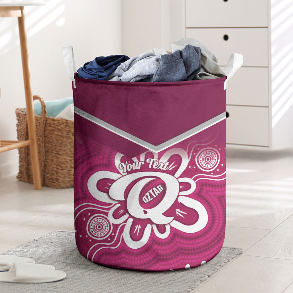 Queensland Oztag Custom Laundry Basket QLD Indigenous Art