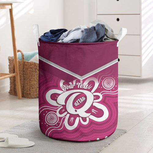 Queensland Oztag Custom Laundry Basket QLD Indigenous Art