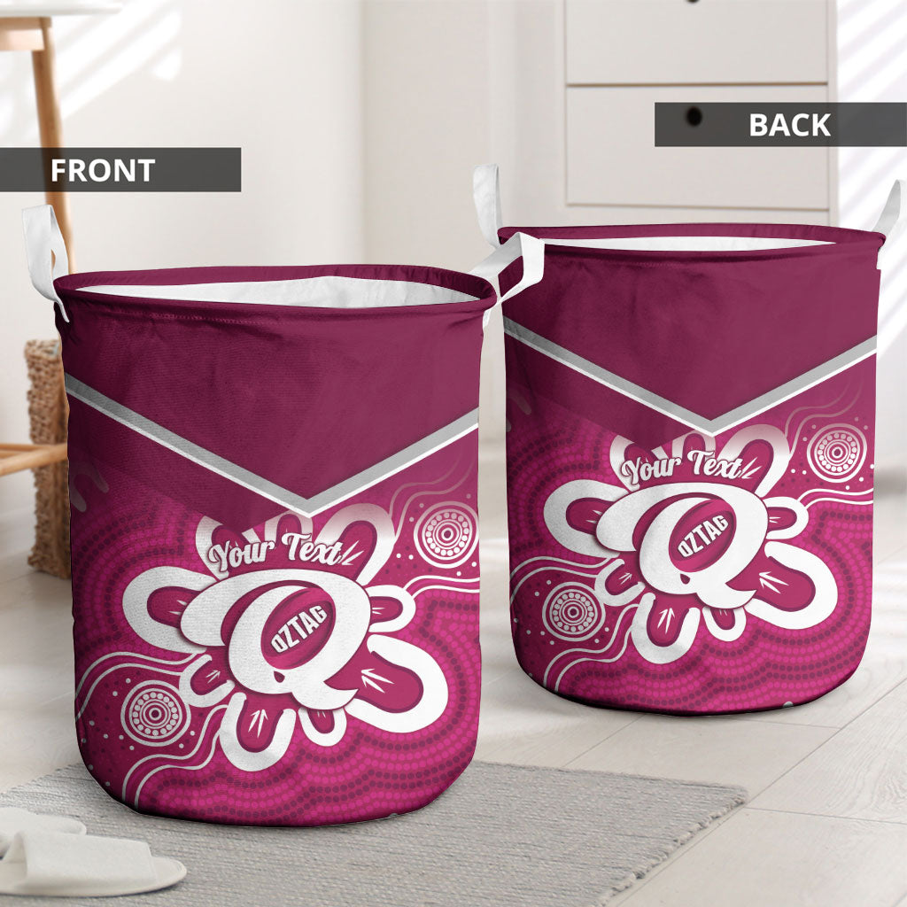 Queensland Oztag Custom Laundry Basket QLD Indigenous Art
